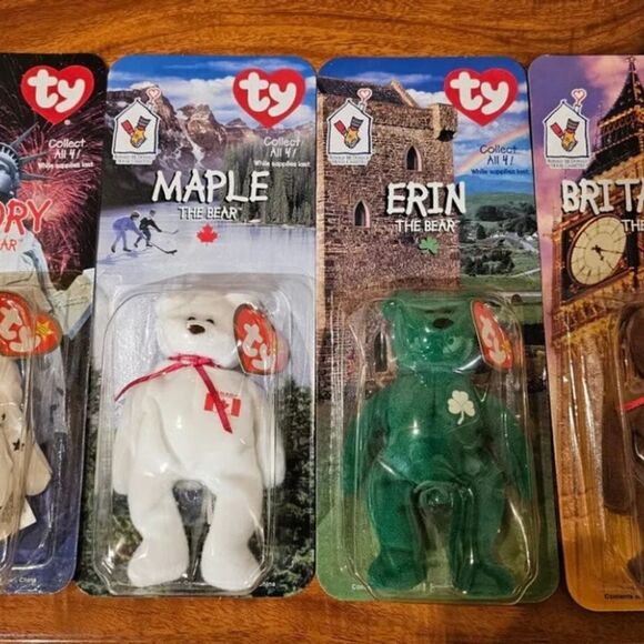 TY Beanie Babies Mcdonalds International Bears Set Of (4) With Errors RARE NIB - Picture 8 of 9